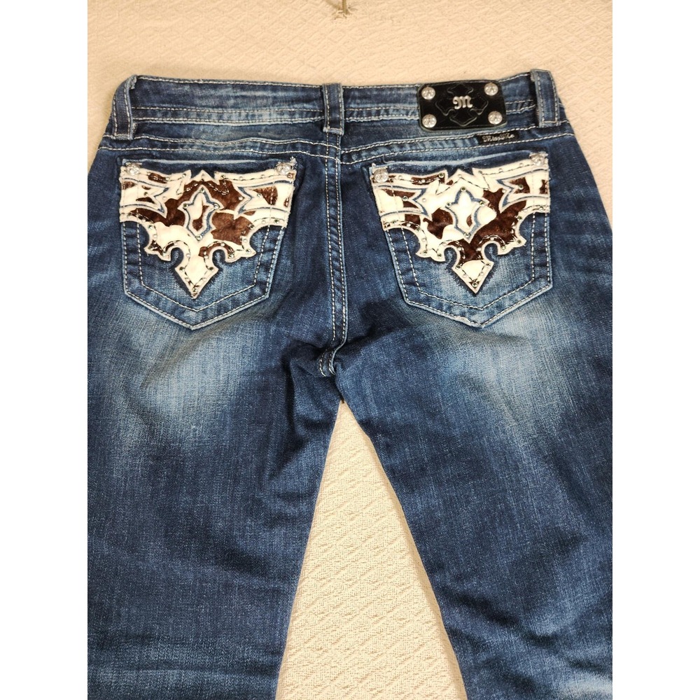 Miss Me Bootcut Jeans Women Size 31 Dark Blue Mid Rise Cotton Blend Pockets - Picture 8 of 10